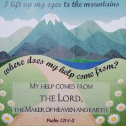 Bible Verse Art, I Lift Up My Eyes To The Mountains, Wood Sign, Wall Hanging, Psalm 1211-2, Colour Print On Wood Decoupage - thumbnail 2