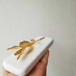 Gold Olive Branch On White Marble, Twig Stone, Greek Gift in Gold - thumbnail 4