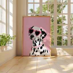 Dalmatian Dog Wall Art, Pink Heart Sunglasses Print, Stylish Poster, Cute Pet Illustration, Fun Pop Art Animal Decor - thumbnail 3