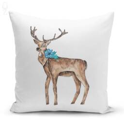 Light Blue Wreath Christmas Cushions With Lantern, Squirrel, Glove & Reindeers - Double Sided Printing On The Chenille Different Sizes - thumbnail 3