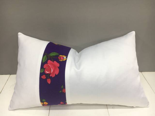 Floral Ikat Pillow Cover Handwoven Silk Accent Cushion, 12x20 - image 1