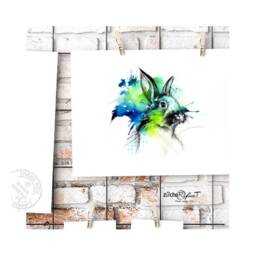 Animal Art Nursery Art Print Cute Decor Rabbit Watercolor Abstract Bunny Painting Portrait Painting Wall - thumbnail 2