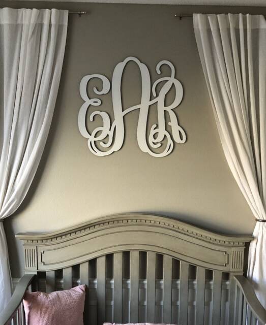 Monogram Wall Hanging, Wooden Initials, Custom 3 Letter Hanging Decor, Dorm Sign, Baby Nursery Plaque, Wedding, Engagement, Shower Gift - image 1