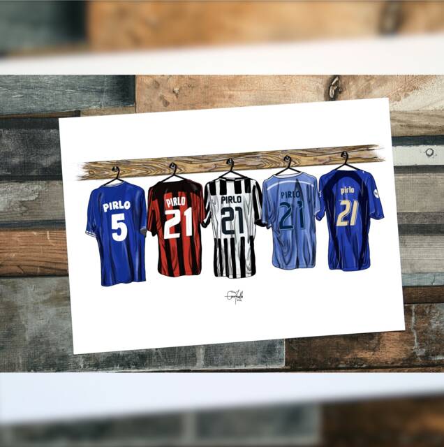 Pirlo Themed Career Dressing Room Kit Print Hand Illustrated Design - image 1