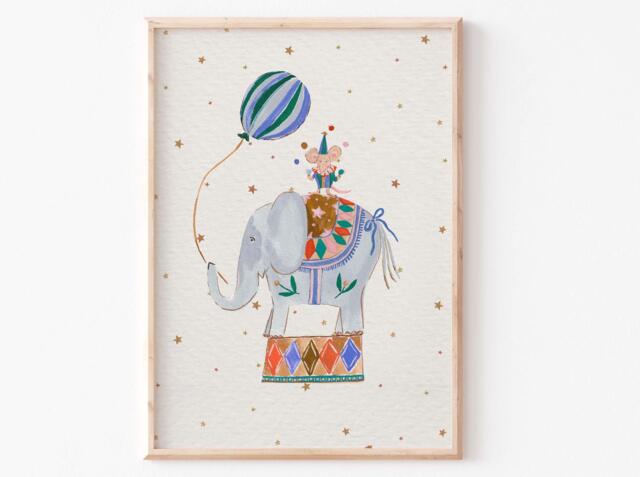 Circus Animal Print -Vintage Nursery - Fun Fair Illustration Painted Illustration Unframed Baby Child Artwork -Whimsical -Boys - image 1