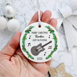 Personalised Guitar Ornament - Musical Instrument Christmas Tree Decoration Custom Name Gift For Guitarist Music Lover Keepsake - thumbnail 4