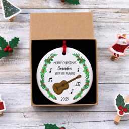 Personalised Guitar Ornament - Musical Instrument Christmas Tree Decoration Custom Name Gift For Guitarist Music Lover Keepsake - thumbnail 1