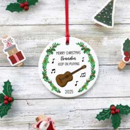 Personalised Guitar Ornament - Musical Instrument Christmas Tree Decoration Custom Name Gift For Guitarist Music Lover Keepsake - thumbnail 2