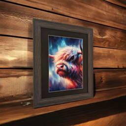 Framed Highland Cow Print Scottish Wall Art - 42cm X 34cm - thumbnail 3