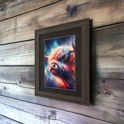 Framed Highland Cow Print Scottish Wall Art - 42cm X 34cm - thumbnail 2