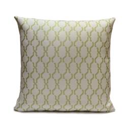 White/Lime Green Pillow, Decorative Throw Pillow Cover, Cushion Cotton Blend, Indoor & Outdoor Farmhouse Cover - thumbnail 1