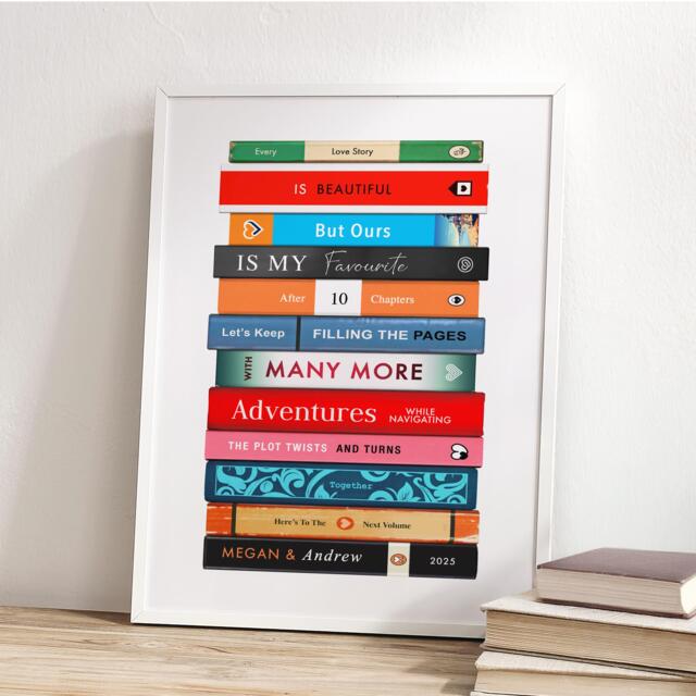 Personalised Books Anniversary Print, Gift, Bookish Custom Book Lover Gift - image 1