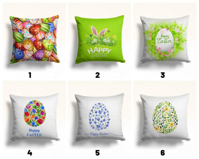 Easter Green Red Pillow Cover, Bunny Cushion Spring Happy Case, Cute Rabbit Throw Pillowcase, Eastertime Home Decor - image 1
