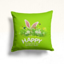 Easter Green Red Pillow Cover, Bunny Cushion Spring Happy Case, Cute Rabbit Throw Pillowcase, Eastertime Home Decor - thumbnail 3