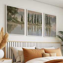 Forest Lake Trio, Neutral Woodland Wall Art Set - thumbnail 3