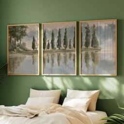 Forest Lake Trio, Neutral Woodland Wall Art Set - thumbnail 2