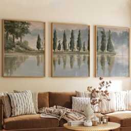 Forest Lake Trio, Neutral Woodland Wall Art Set - thumbnail 4
