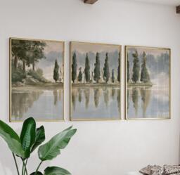 Forest Lake Trio, Neutral Woodland Wall Art Set - thumbnail 1