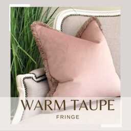Blush Pink Velvet Fringed Cushion Cover Custom Size + Trim Colour - thumbnail 2