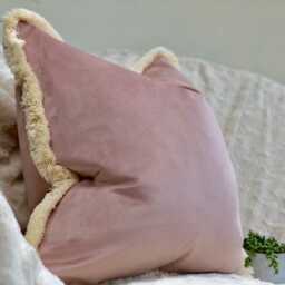 Blush Pink Velvet Fringed Cushion Cover Custom Size + Trim Colour - thumbnail 4