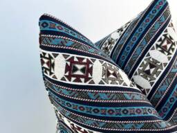 Blue White Turkish Kilim Pillow Cover Vintage Boho Lumbar - All Duties Paid Usa - thumbnail 1