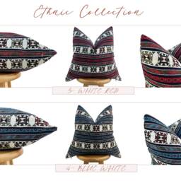 Blue White Turkish Kilim Pillow Cover Vintage Boho Lumbar - All Duties Paid Usa - thumbnail 4