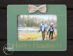 Rustic Holiday Picture Frame, Hand-Painted, Personalized Christmas Gift
