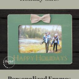 Rustic Holiday Picture Frame, Hand-Painted, Personalized Christmas Gift - thumbnail 4