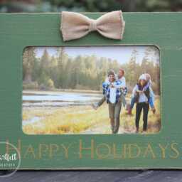 Rustic Holiday Picture Frame, Hand-Painted, Personalized Christmas Gift - thumbnail 2