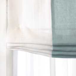White & Mint Two-Tone Natural Linen Relaxed Roman Shade - Cl1010 - thumbnail 2