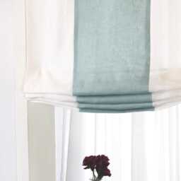 White & Mint Two-Tone Natural Linen Relaxed Roman Shade - Cl1010 - thumbnail 3