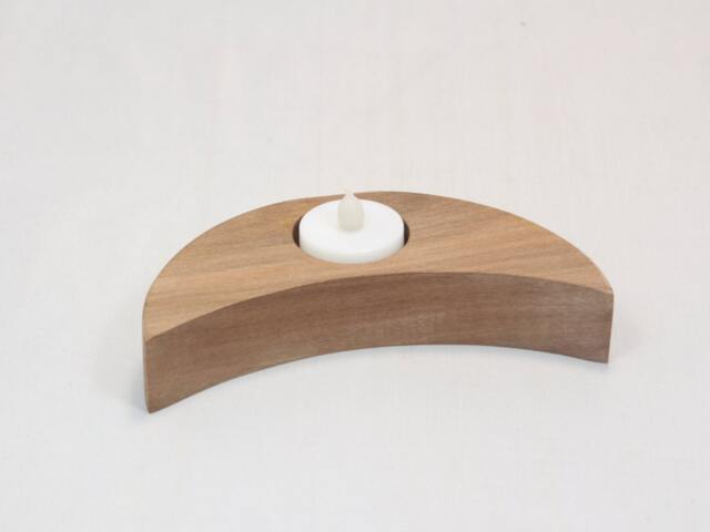 Handmade Wooden Moon Tea Light Holder Recycled Brushbox Timber - image 1