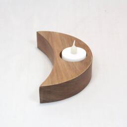 Handmade Wooden Moon Tea Light Holder Recycled Brushbox Timber - thumbnail 2