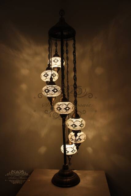 7 Ball Turkish Mosaic Floor Lamp With Large Globes, Lambader - image 1