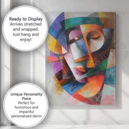 Abstract Cubist Female Portrait Colourful Geometric Face Canvas Wall Art Print Decor Picture Ready To Hang - thumbnail 3