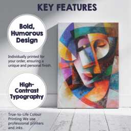 Abstract Cubist Female Portrait Colourful Geometric Face Canvas Wall Art Print Decor Picture Ready To Hang - thumbnail 2