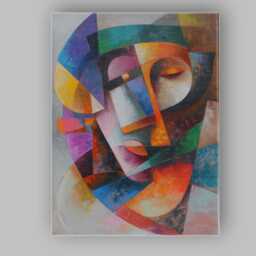 Abstract Cubist Female Portrait Colourful Geometric Face Canvas Wall Art Print Decor Picture Ready To Hang - thumbnail 1