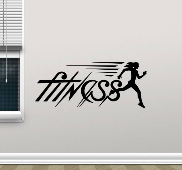 Fitness Wall Decal Vinyl Sticker Running Girl Gym Sign Quote Run Poster Sport Runner Gift Inspirational Decor Art Print G856 - image 1