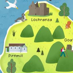 Isle Of Arran Map - Pictorial Poster Ayrshire Lochranza Brodick Goatfell Blackwaterfoot Castles Wildlife - thumbnail 3