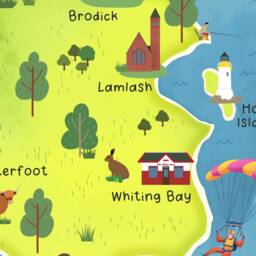 Isle Of Arran Map - Pictorial Poster Ayrshire Lochranza Brodick Goatfell Blackwaterfoot Castles Wildlife - thumbnail 2