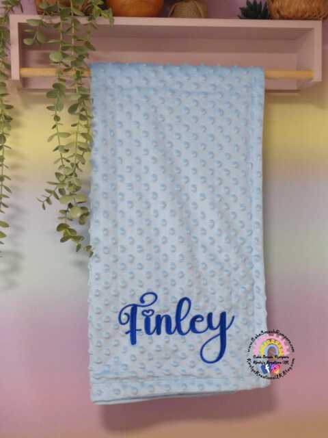 Personalised Minky Fleece Bubble Dot Baby Blanket Embroidered Monogram Name - image 1