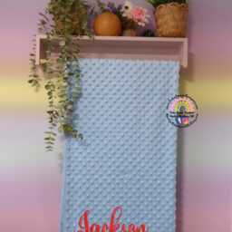 Personalised Minky Fleece Bubble Dot Baby Blanket Embroidered Monogram Name - thumbnail 3