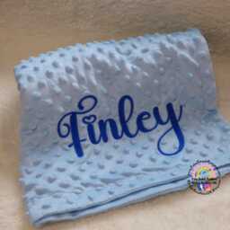 Personalised Minky Fleece Bubble Dot Baby Blanket Embroidered Monogram Name - thumbnail 4
