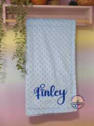 Personalised Minky Fleece Bubble Dot Baby Blanket Embroidered Monogram Name