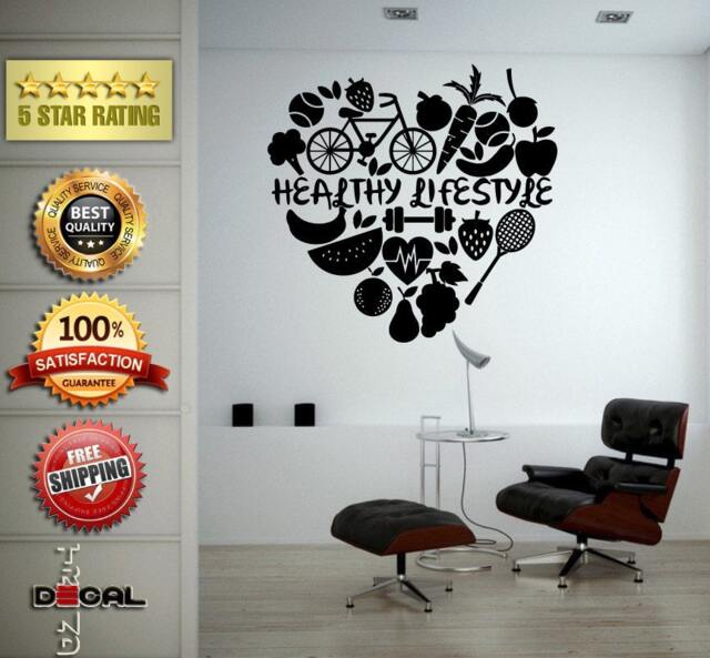 Good Health Healthy Life Style Food Exercise Fitness Wall Vinyl Sticker Mural Room Decor L1815 - image 1