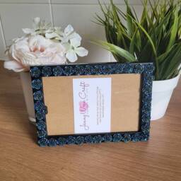Iridescent Black Gothic Style Resin Roses Photo Frame 4 X 6 Inches - thumbnail 2