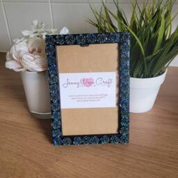 Iridescent Black Gothic Style Resin Roses Photo Frame 4 X 6 Inches