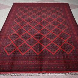 Large Oriental Rug, 11.6 X 8.2 Ft, Handmade Rug, Yamood Gol Rug , Turkmen Bukhara Area Afghan 9X12, Living Room Rug - thumbnail 2