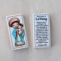 Our Lady Of La Vang Patron Saint Block With Gift Bag // St Mary, Patron Vietnam Catholic Toys By Almondrod - thumbnail 1