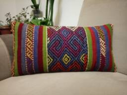 Lumbar Kilim Pillow 12x24 Inches Striped Design Turkish Anatolian Cover Wool Kilim Pillow Handmade Cushion